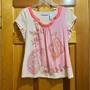 JH Collectibles Pink and Cream Paisley Top